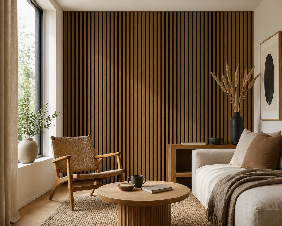 Acoustic+ Premium Akustikpaneel Kork Fein 2600 x 400 mm - Akustikfilz Schwarz