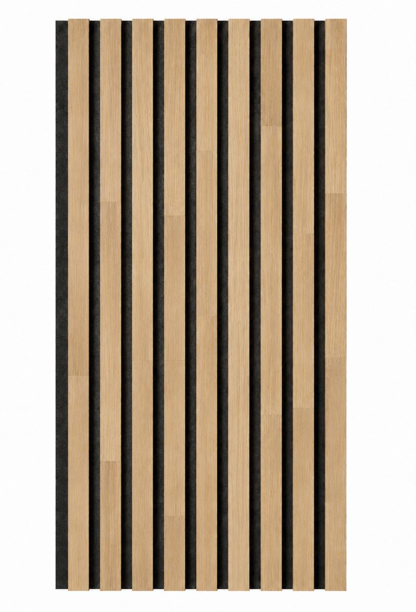Acoustic+ Massivholz Akustikpaneel Schwarz 2600 x 400 mm - Eiche Natur - Light Ivory