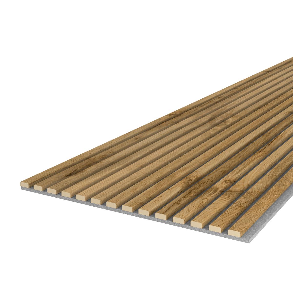 Acoustic+ Akustikpaneel Wildeiche 2400 x 600 mm - Akustikfilz Grau