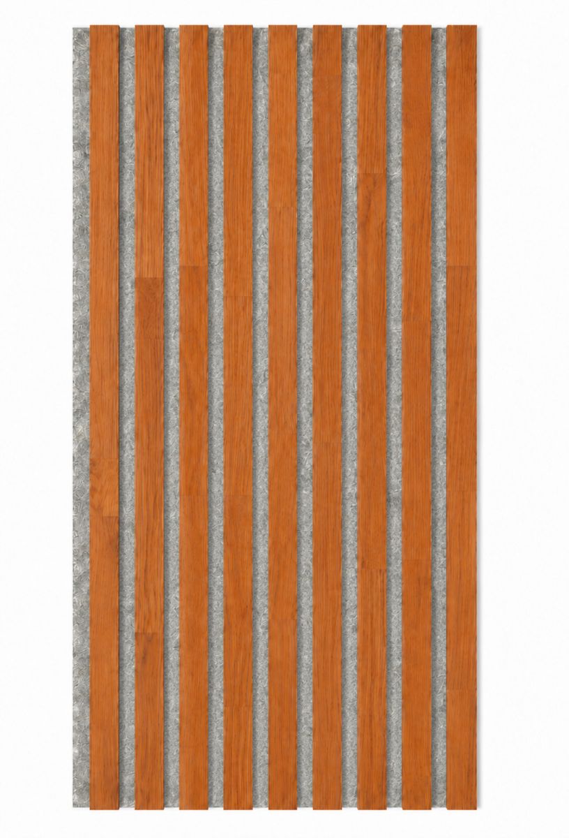 Acoustic+ Massivholz Akustikpaneel Grau 2600 x 400 mm - Eiche Natur - Safran Red