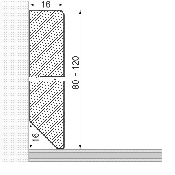Massivholz-Sockelleiste 80x16mm gefast - Eiche geölt