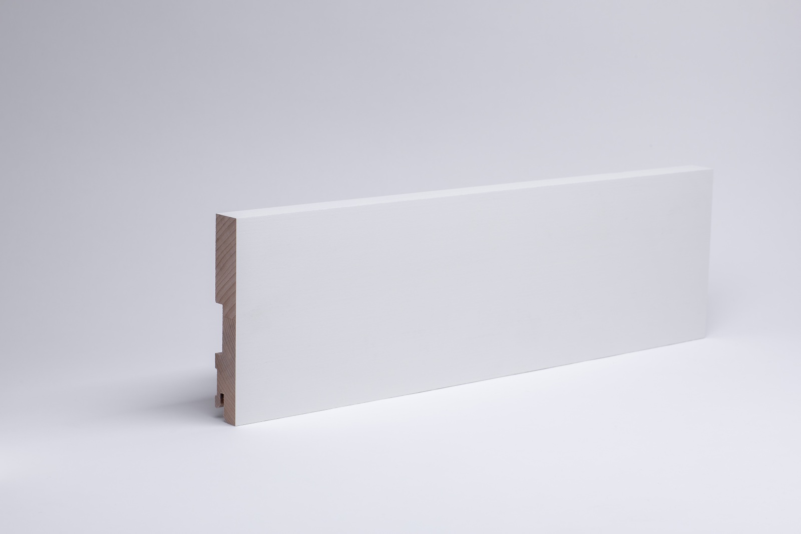 Vierkant Massivholz-Sockelleisten 120 mm - Weiß RAL 9010