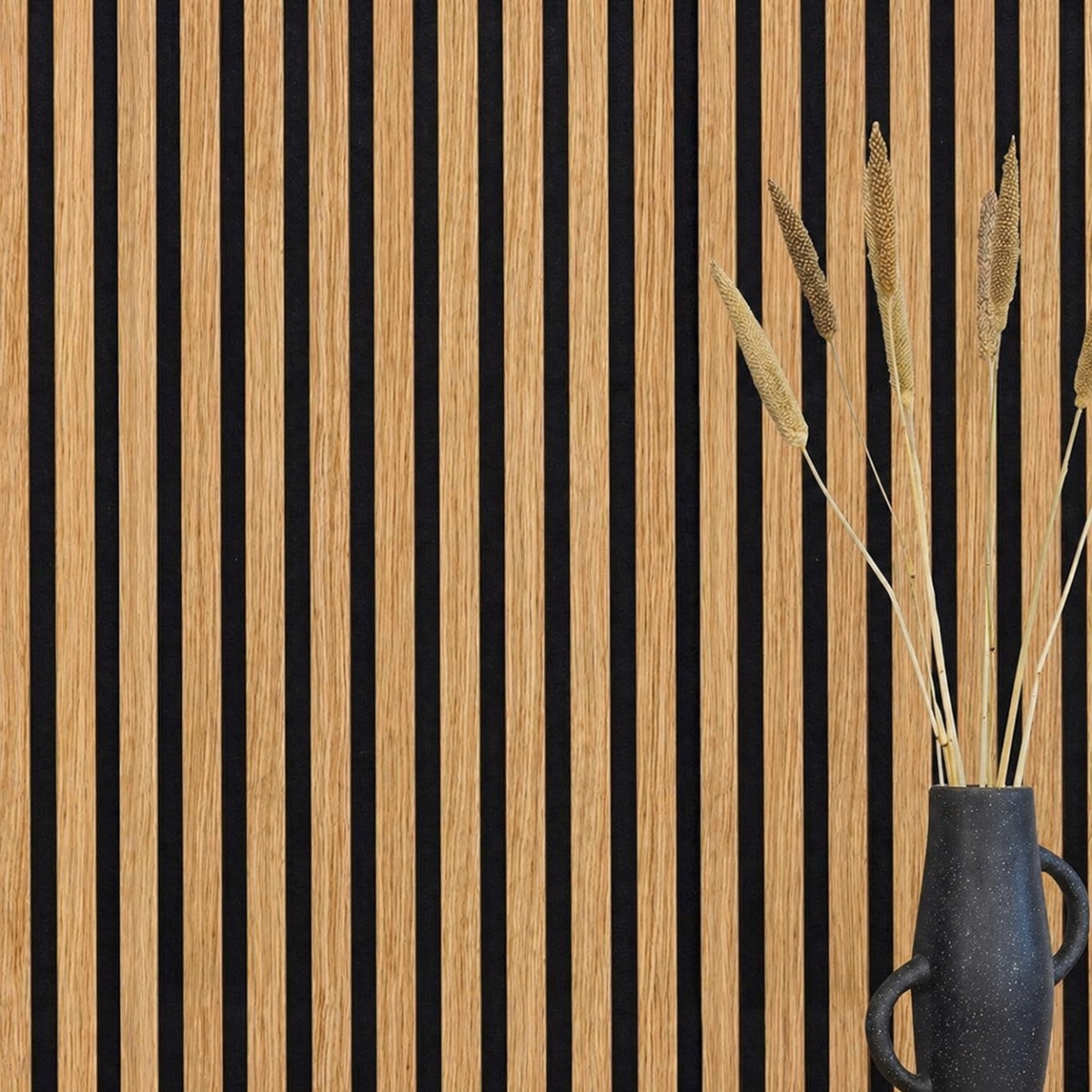 Acoustic+ Premium Akustikpaneel Eiche geölt 2400 x 600 mm - Akustikfilz Schwarz