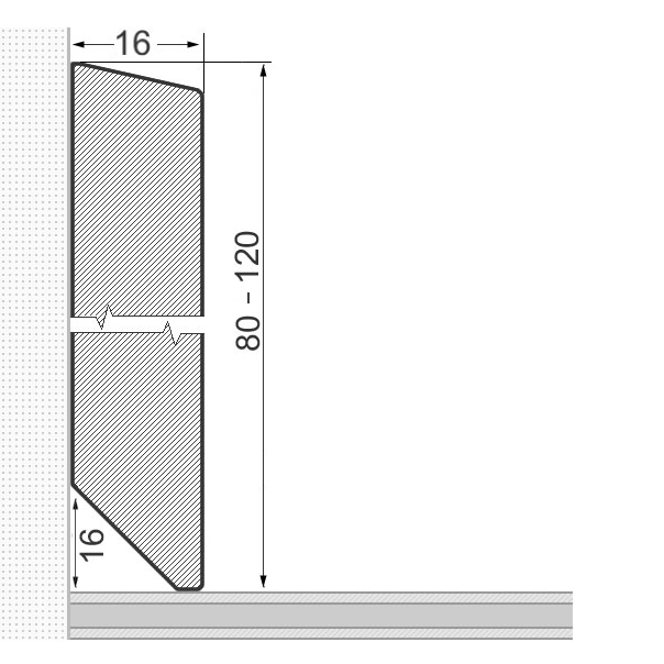 Massivholz-Sockelleiste 80x16mm abgeschrägt - Eiche roh
