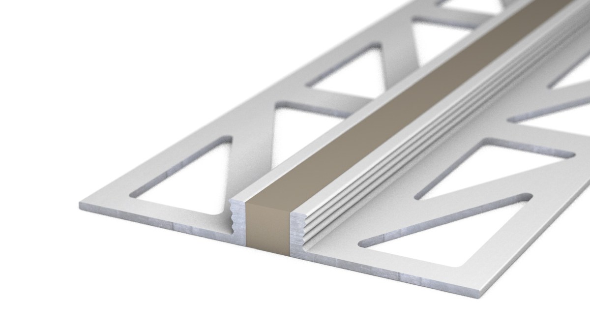 Aluminium-Dehnfugenprofil - Silikon-Fuge - für 4,5mm Beläge - Grau-Beige 3m