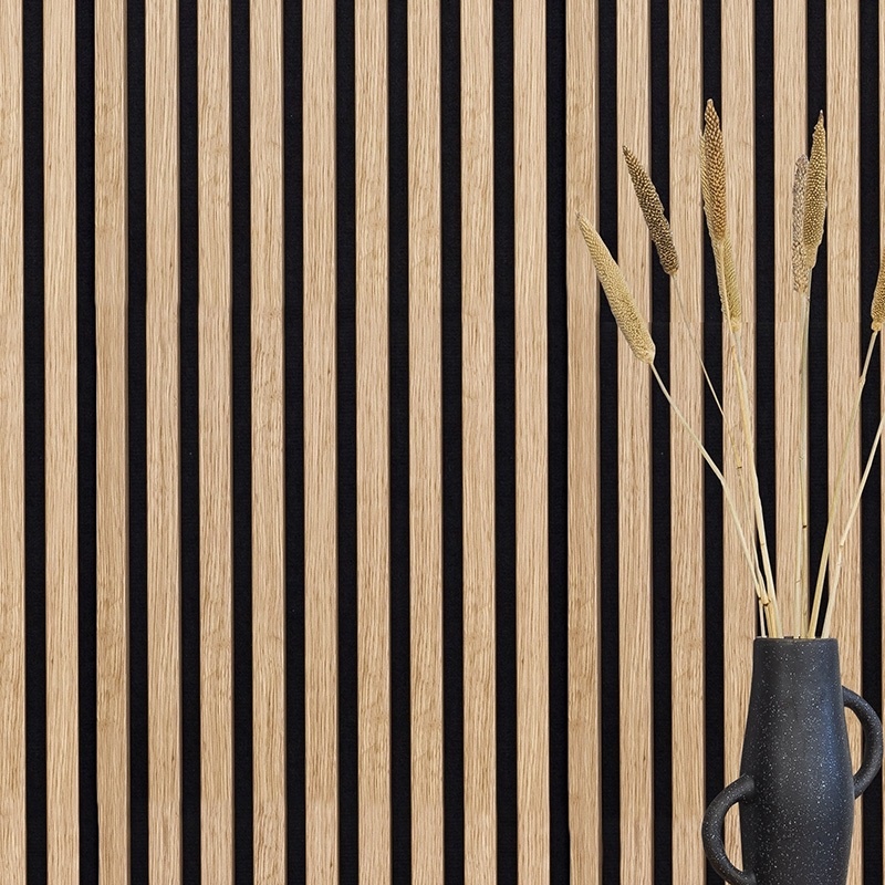 Acoustic+ Akustikpaneel Eiche Natur 800 x 400 mm - Akustikfilz Schwarz