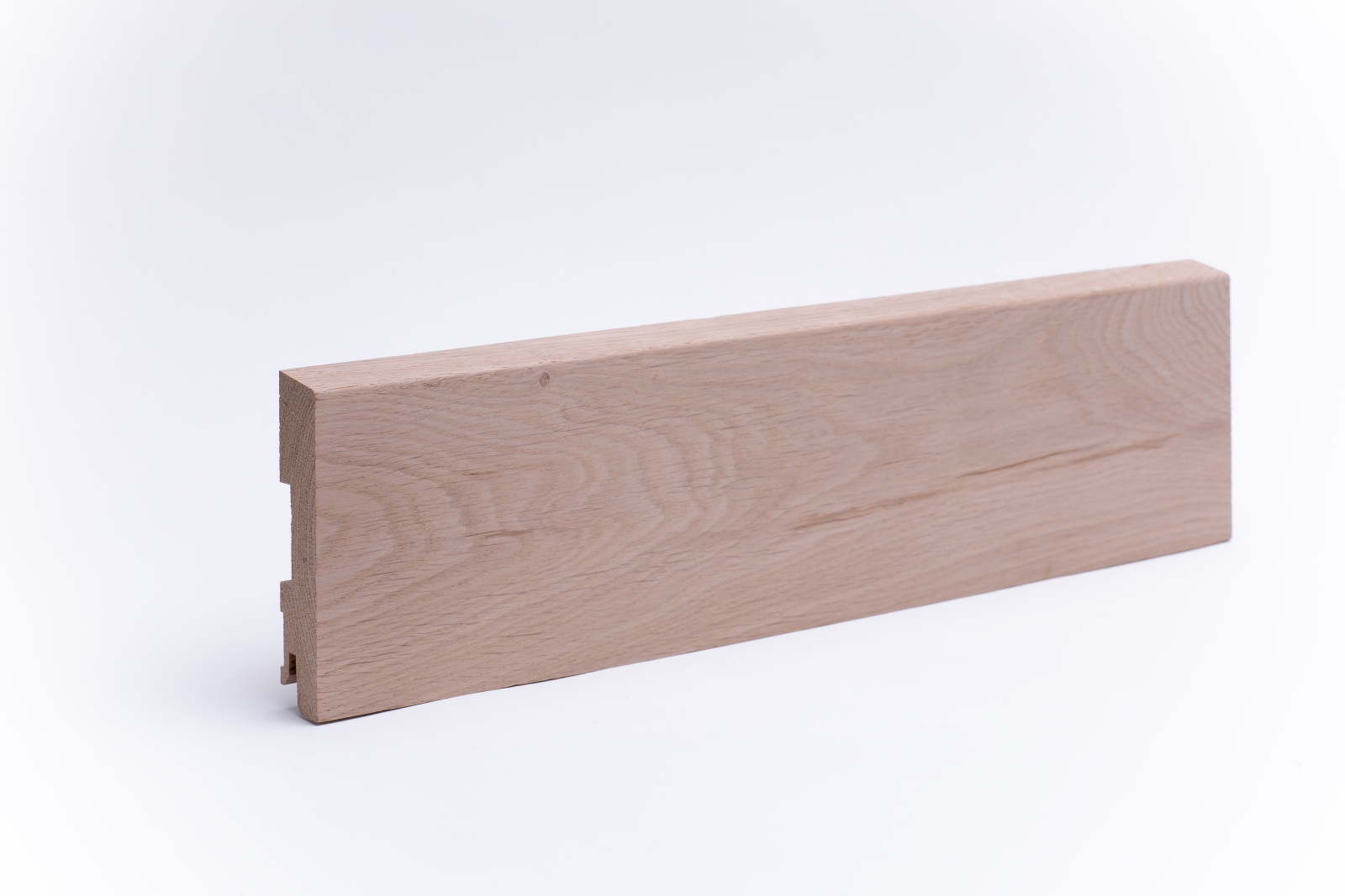 Massivholz Sockelleiste abgeschrägt 120mm - Eiche roh