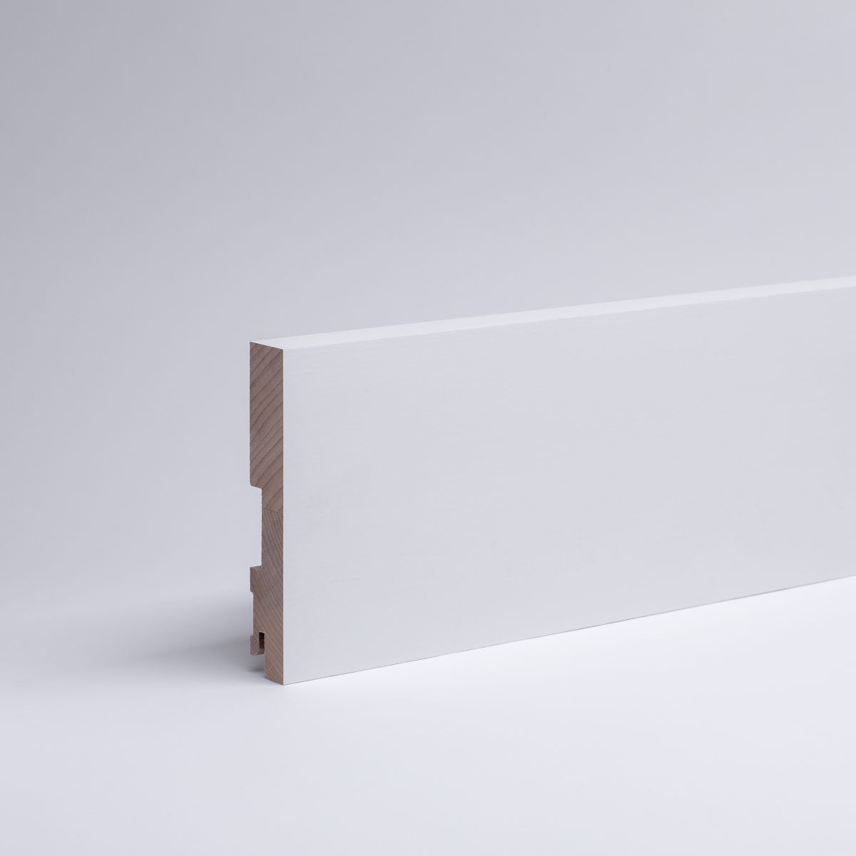 23.85 lfm Massivholz-Sockelleisten Vierkantprofil 120 x 20 mm - Weiß RAL9016