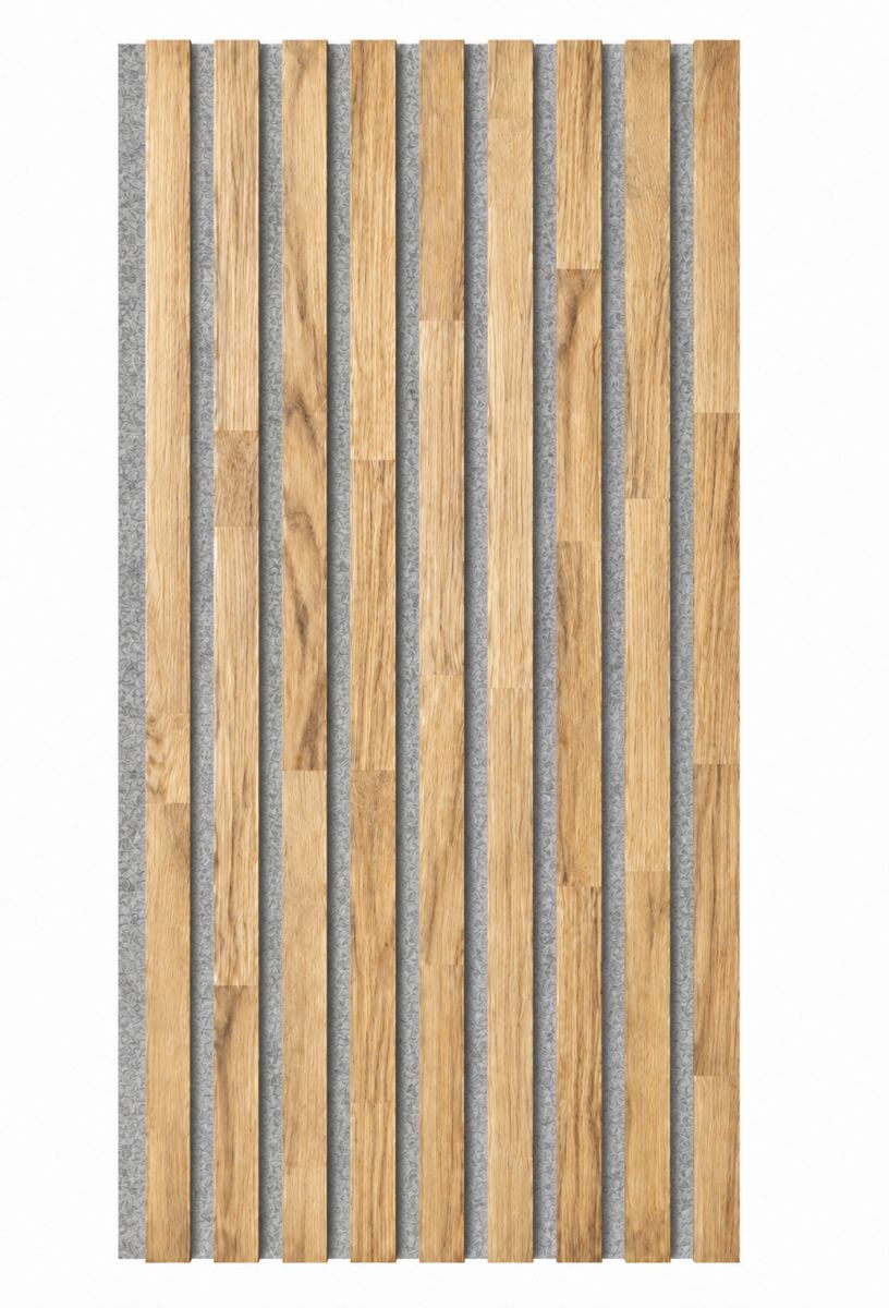 Acoustic+ Massivholz Akustikpaneel Grau 2600 x 400 mm - Eiche Natur - Hartwachsöl