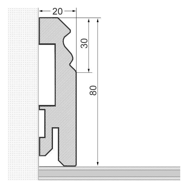 Sockelleiste Berliner Profil 80mm - Kirsche gelackt