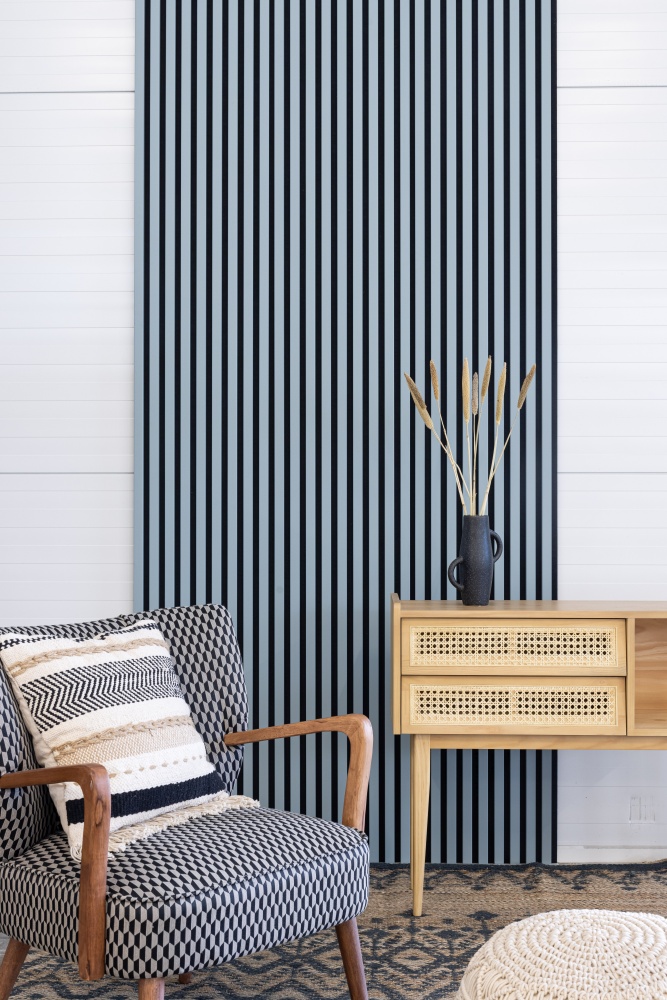 Akustikpaneel 2400 x 600 mm Nordic  - Akustikfilz  Schwarz - Wandverkleidung