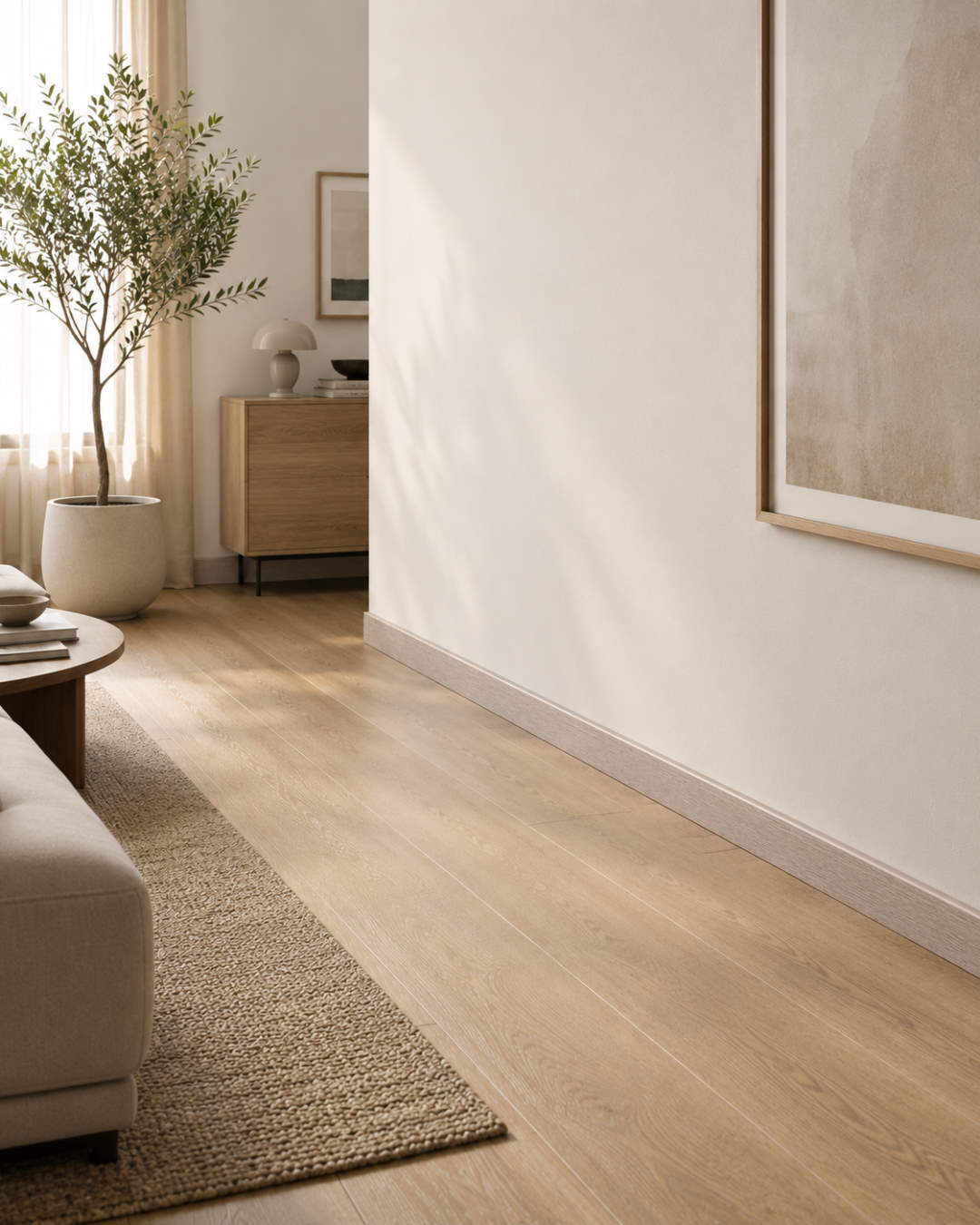 Sockelleiste mit Holzoptik 60 mm Eiche weiß