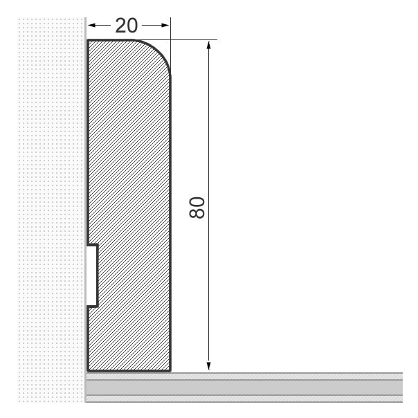Massivholz-Sockelleiste abgerundet 80mm - Buche roh