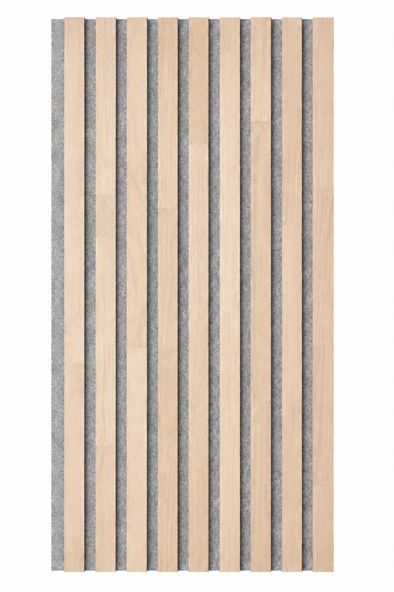 Acoustic+ Massivholz Akustikpaneel Grau 2600 x 400 mm - Eiche Natur - Cotton White