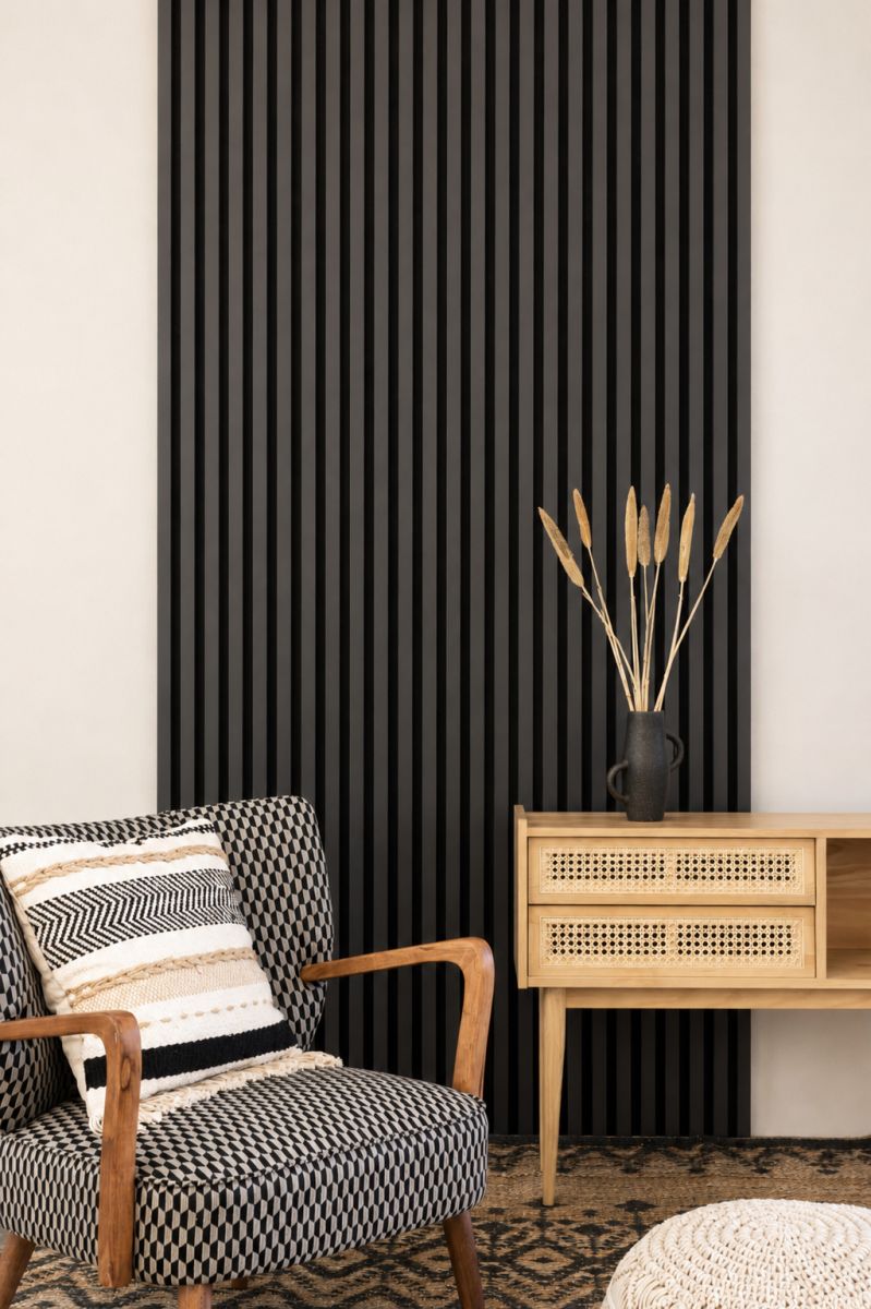Acoustic+ Akustikpaneel Grau-Anthrazit 2600 x 400 mm - Akustikfilz Schwarz