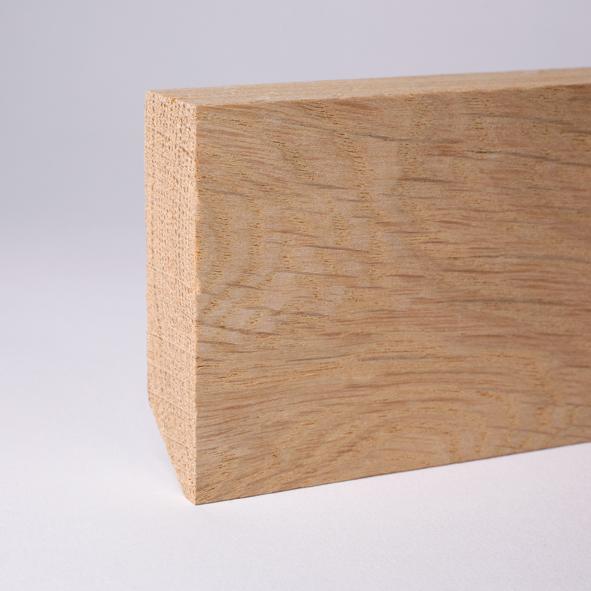 Vierkant Massivholz-Sockelleiste 60mm - Eiche roh