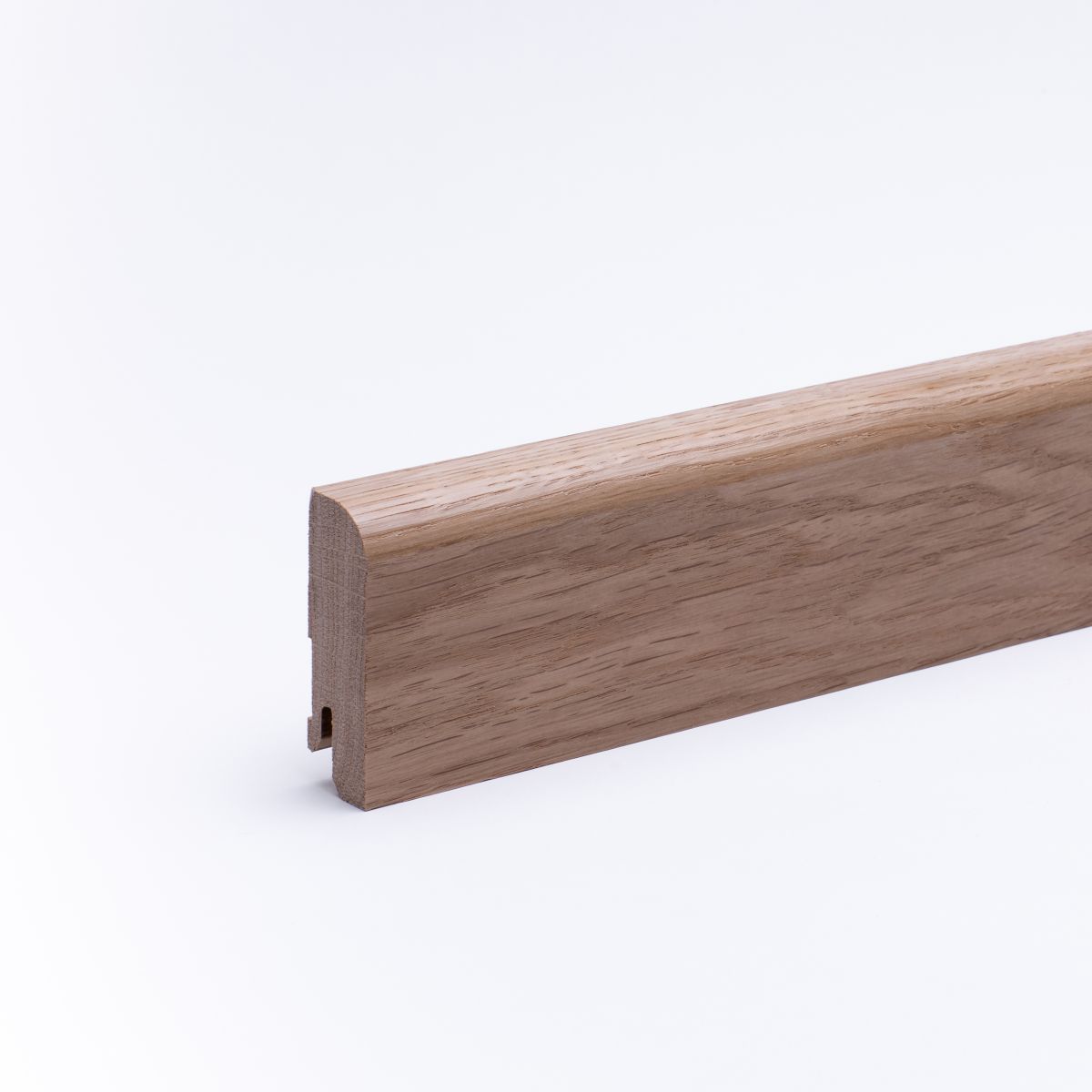 Massivholz-Sockelleiste abgerundet 60 mm - Eiche gelackt