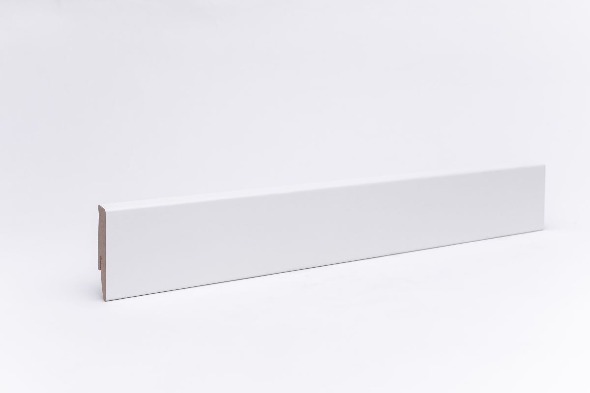 Furnier Sockelleiste 60 mm RAL9016 deckend weiß lackiert - Echtholzfurnier