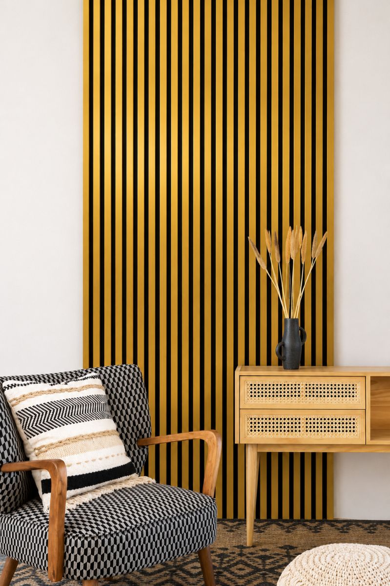 Acoustic+ Akustikpaneel Gold 2600 x 400 mm - Akustikfilz Schwarz