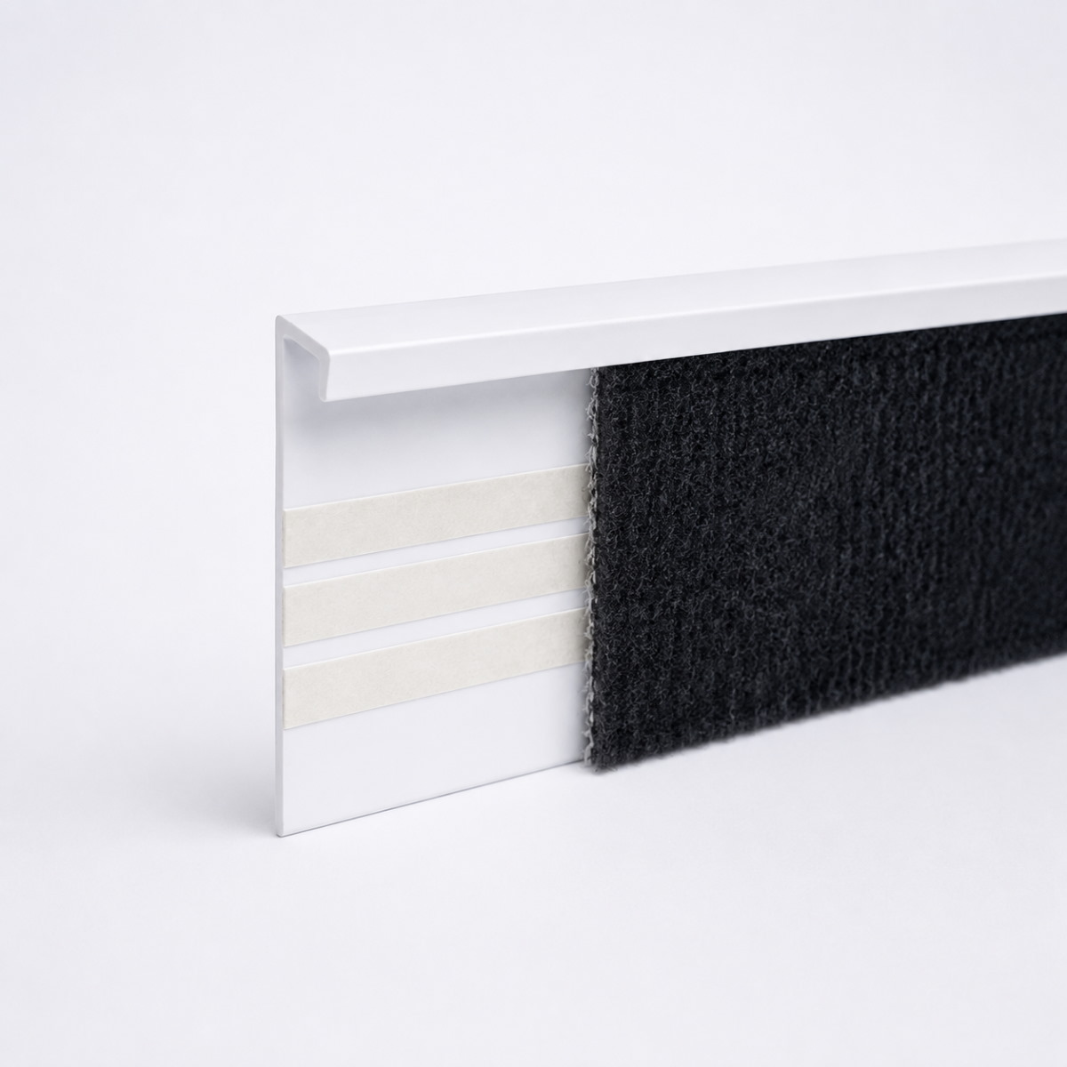 Einklebeleiste Teppichleiste Weiß ohne Steg 55 x 2500 mm