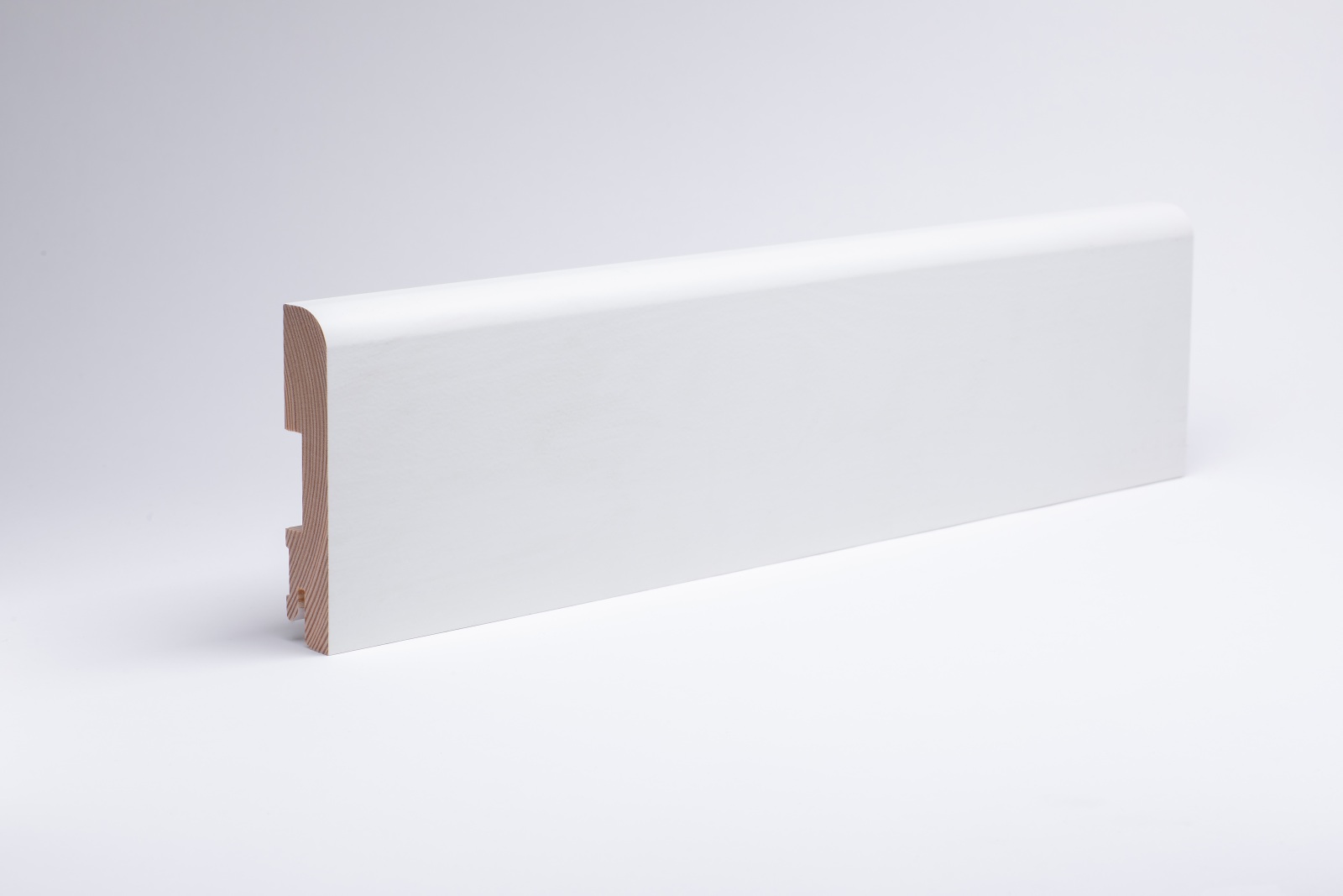 Massivholz-Sockelleiste Rundkante 100 mm - Weiß RAL 9010