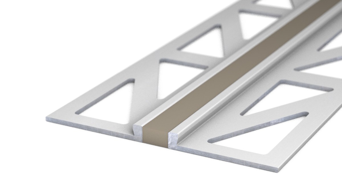 Aluminium-Dehnfugenprofil - Silikon-Fuge - für 2,5mm Beläge - Grau-Beige 3m