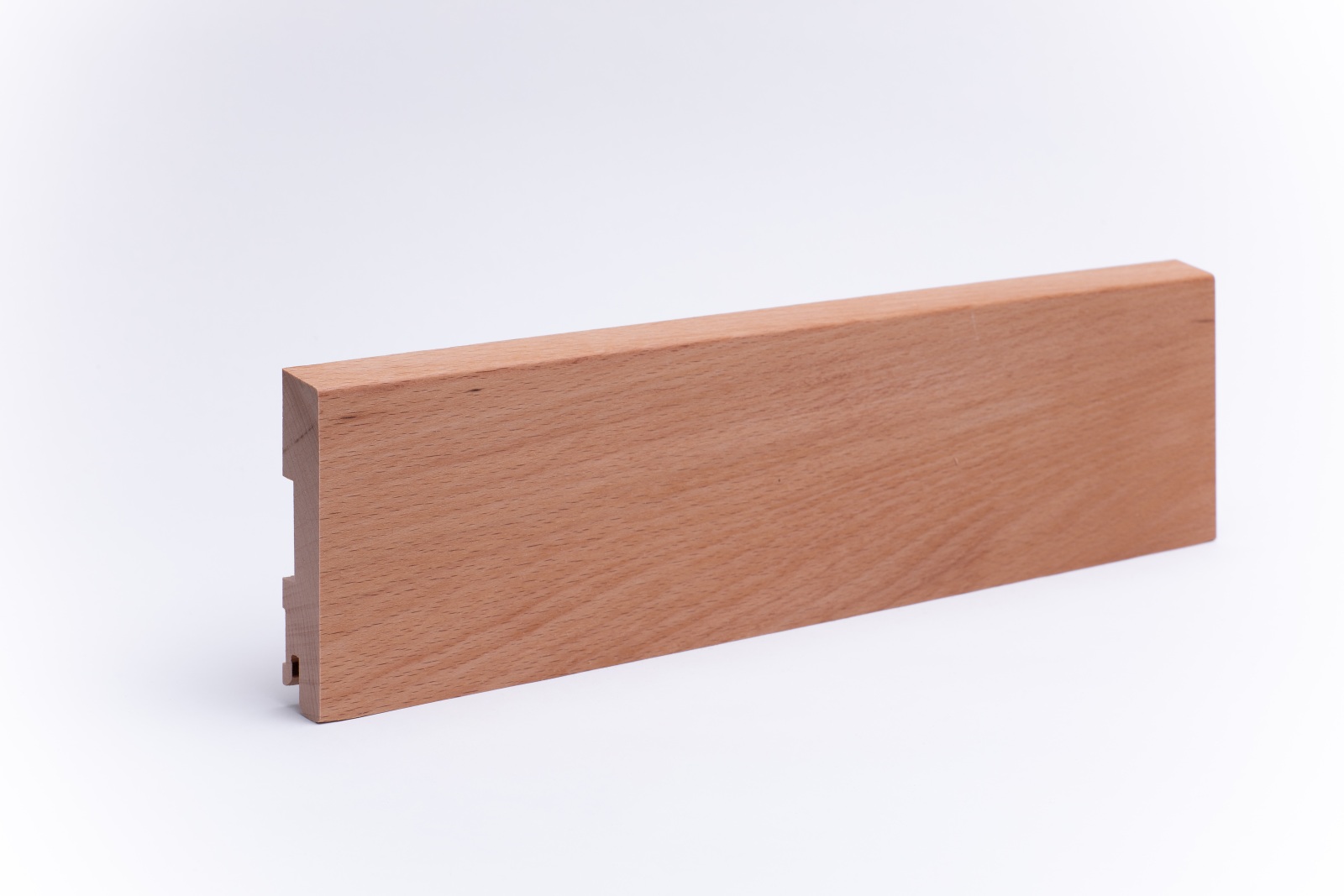 Massivholz Sockelleiste abgeschrägt 120mm - Buche geölt
