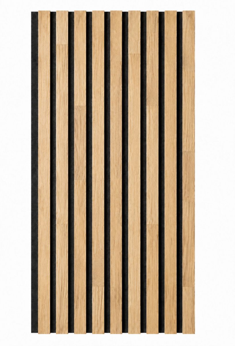 Acoustic+ Massivholz Akustikpaneel Schwarz 2600 x 400 mm - Eiche Natur - Signal White