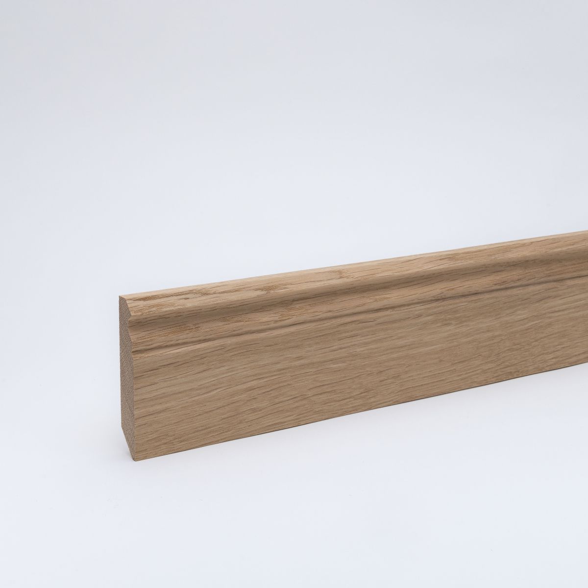Massivholz-Sockelleiste 80x16mm Berliner Profil - Eiche roh
