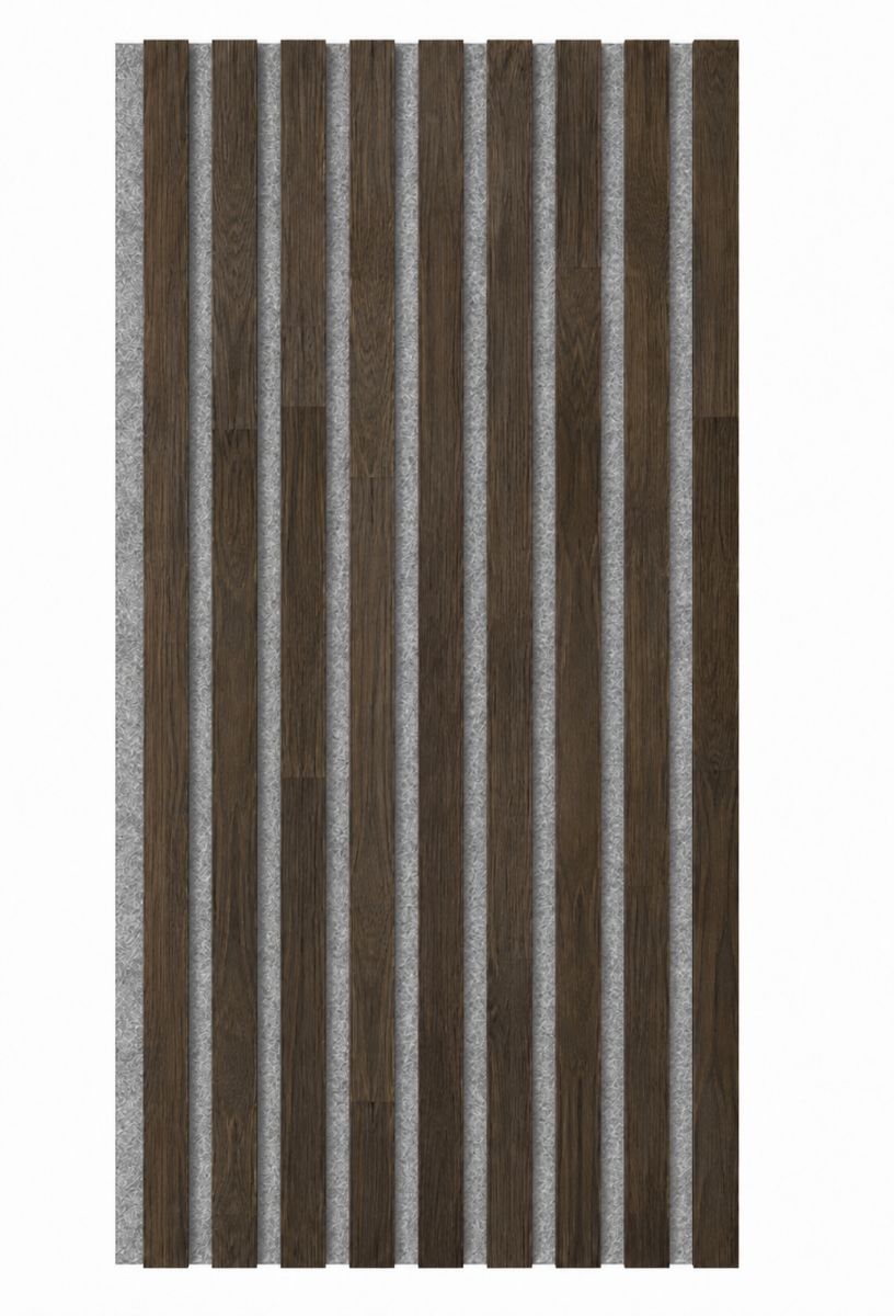 Acoustic+ Massivholz Akustikpaneel Grau 2600 x 400 mm - Eiche Natur - Pepper Black