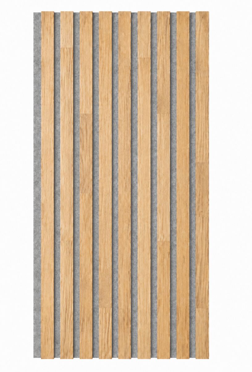 Acoustic+ Massivholz Akustikpaneel Grau 2600 x 400 mm - Eiche Natur - Signal White