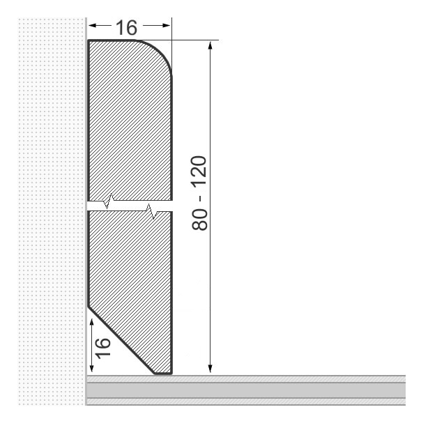 Massivholz-Sockelleiste 100x16mm abgerundet - Eiche lackiert