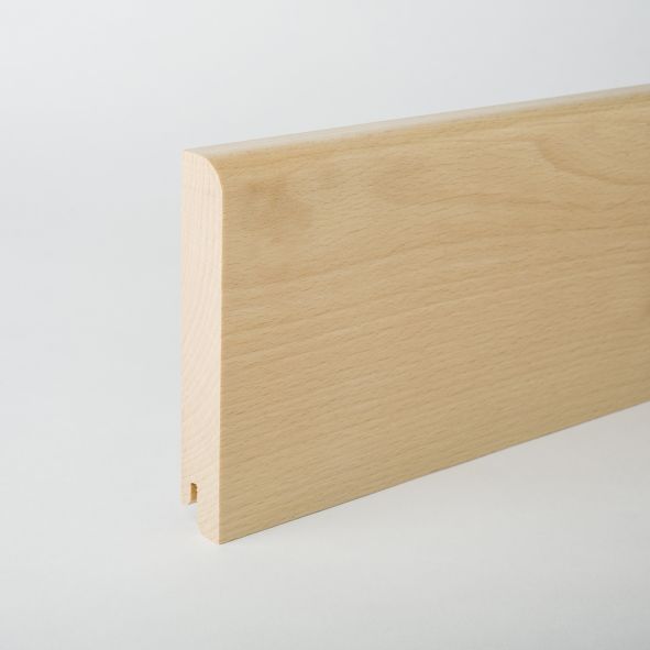 Massivholz-Sockelleiste abgerundet 120mm - Buche gelackt