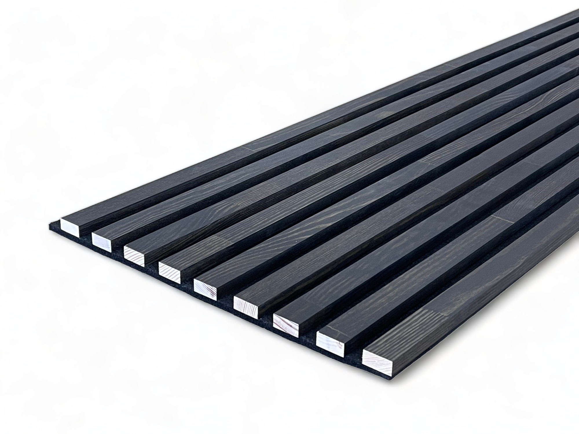 Acoustic+ Massivholz Akustikpaneel Schwarz 2600 x 400 mm - Kiefer - Midnight Black