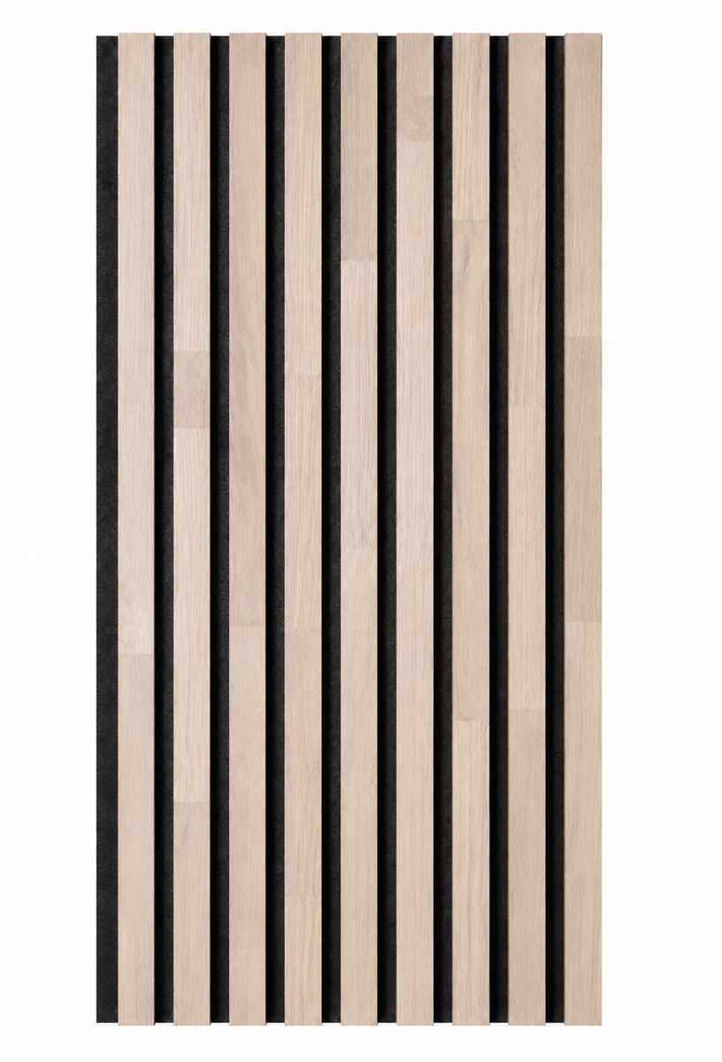 Acoustic+ Massivholz Akustikpaneel Schwarz 2600 x 400 mm - Eiche Natur - Scandic