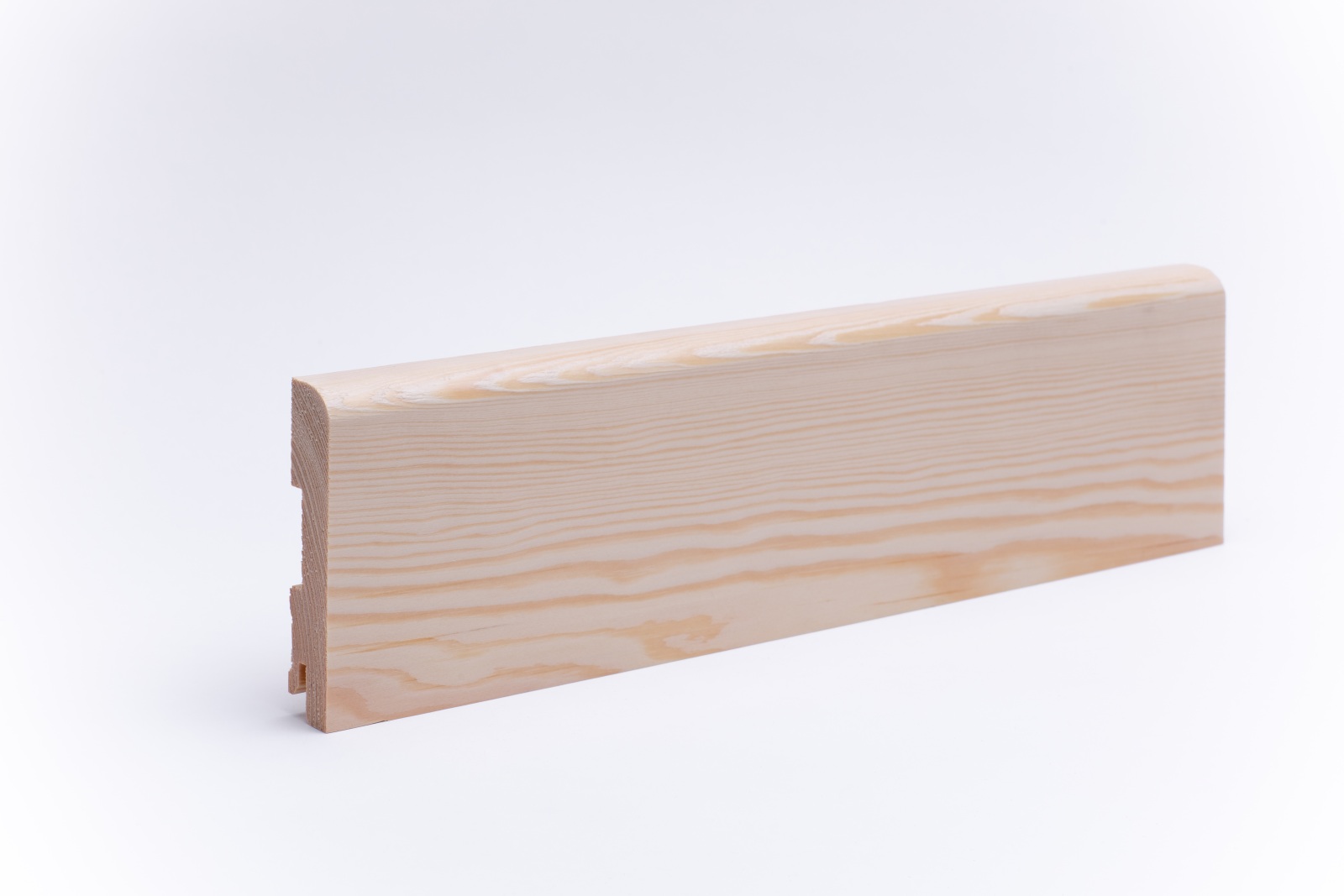 Massivholz-Sockelleiste abgerundet 120mm - Kiefer gelackt