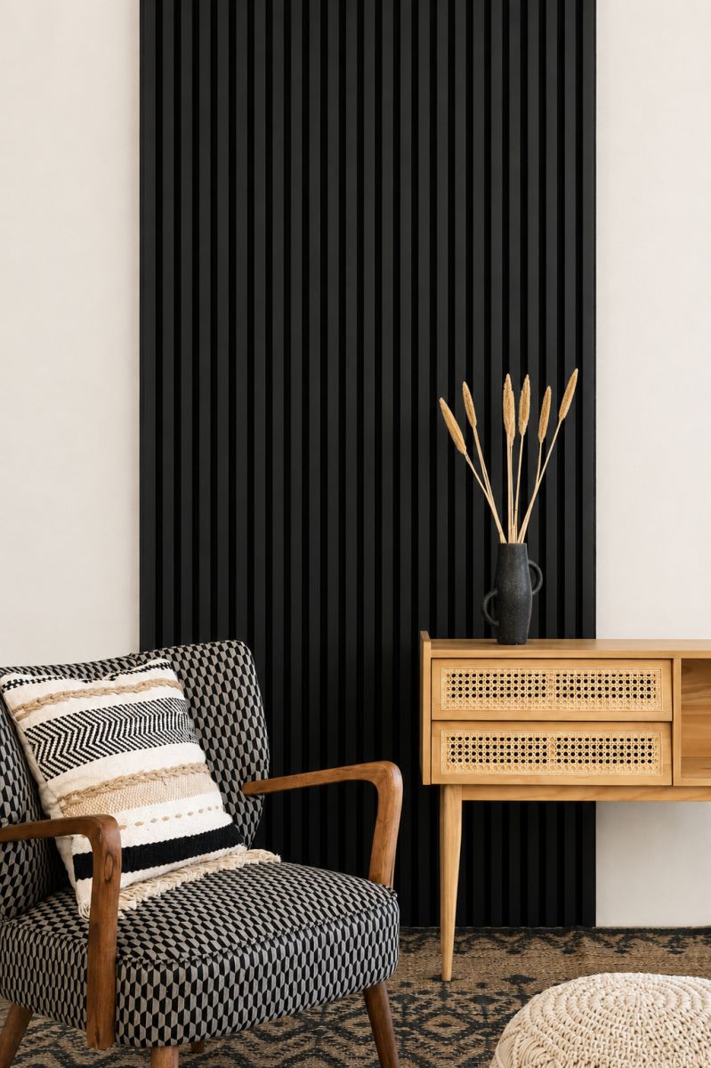 Acoustic+ Akustikpaneel Schwarz 2400 x 600 mm - Akustikfilz Schwarz
