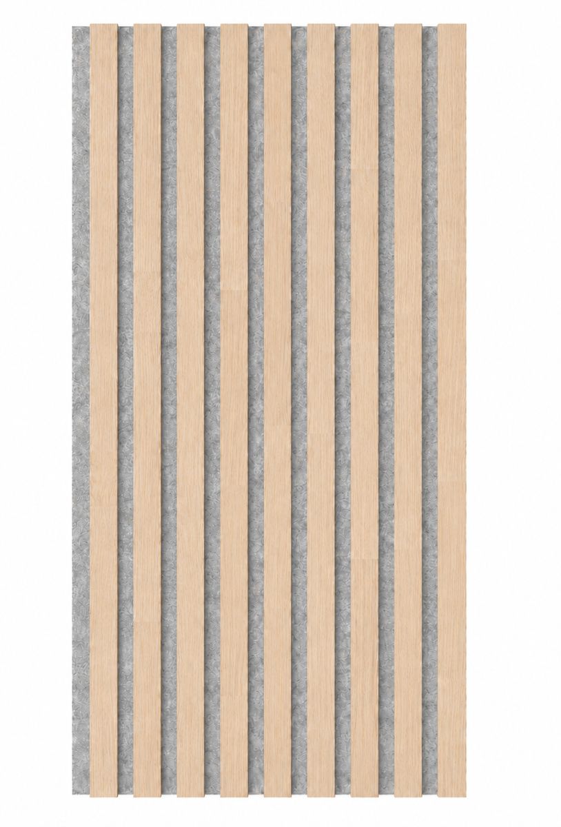 Acoustic+ Massivholz Akustikpaneel Grau 2600 x 400 mm - Eiche Natur - Light White