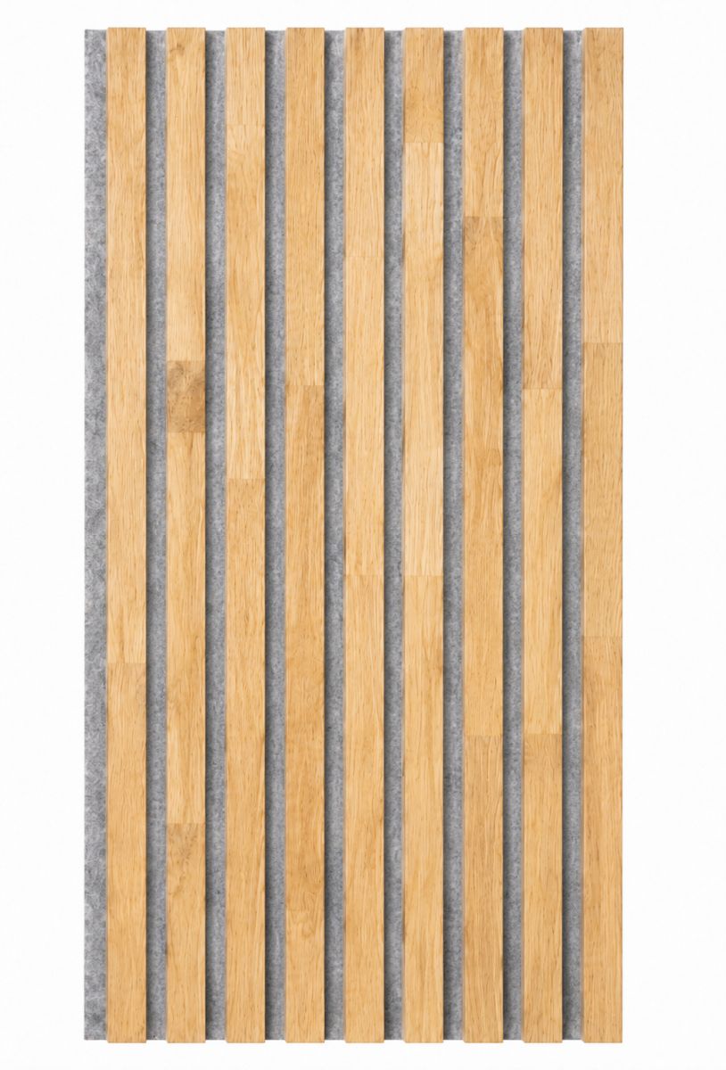 Acoustic+ Massivholz Akustikpaneel Grau 2600 x 400 mm - Eiche Natur - Unbehandelt