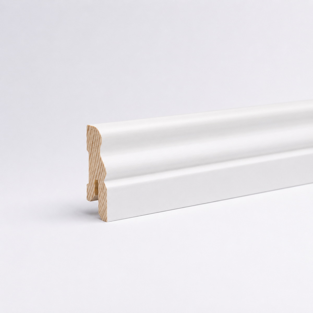 Massivholz-Sockelleiste Berliner Profil 40 x 15 mm - Weiß RAL 9016