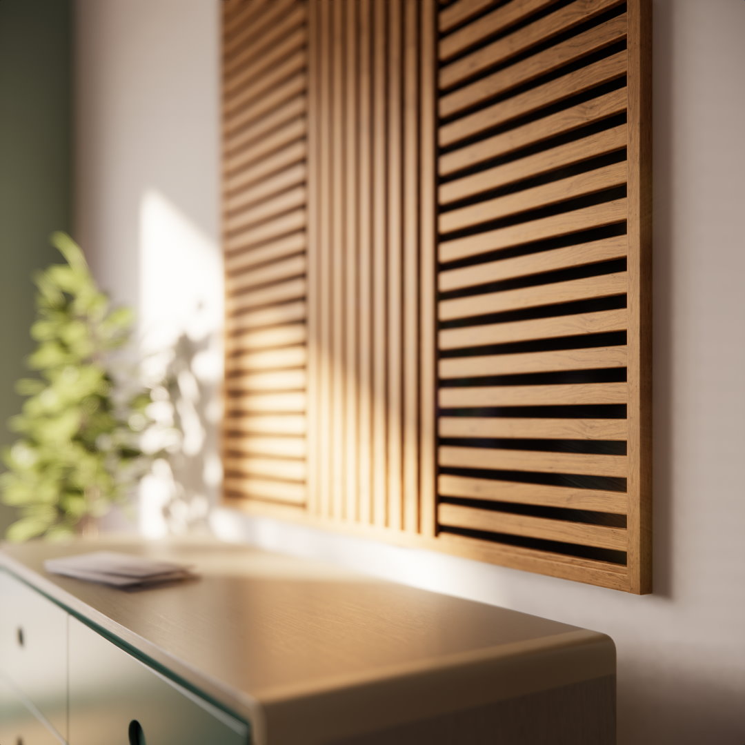 Acoustic+ Akustikpaneel Eiche Natur 400 x 400 mm - Akustikfilz Schwarz