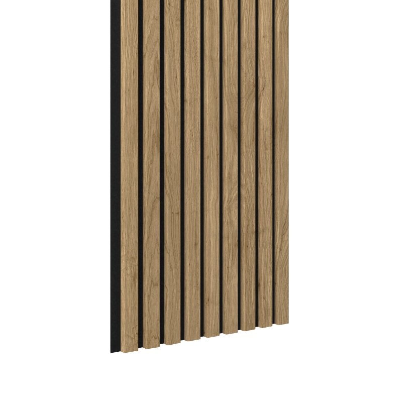 Acoustic+ Akustikpaneel Eiche Natur 2600 x 400 mm - Akustikfilz Schwarz