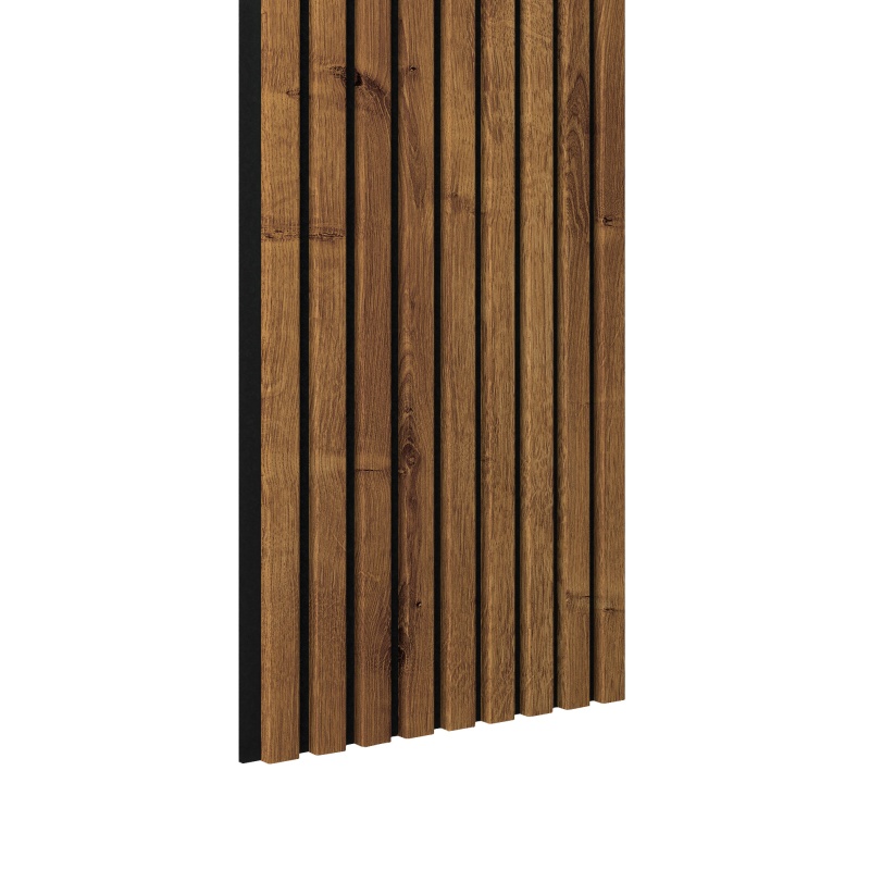 Akustikpaneel 3000 x 400 mm Eiche rustikal - Akustikfilz Schwarz - Wandverkleidung