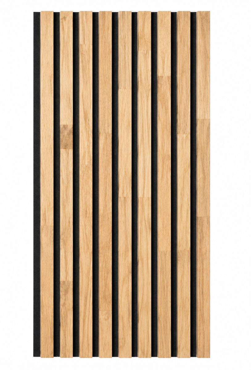 Acoustic+ Massivholz Akustikpaneel Schwarz 2600 x 400 mm - Eiche Natur - Unbehandelt