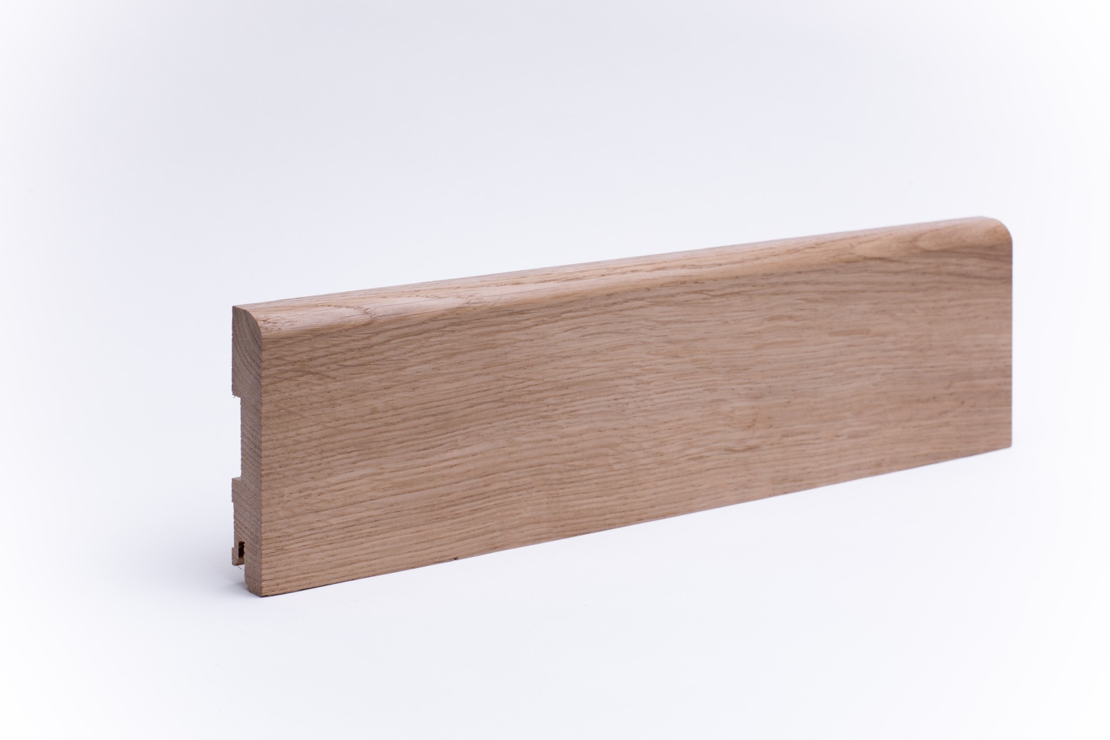 Massivholz-Sockelleiste abgerundet 120mm - Eiche gelackt