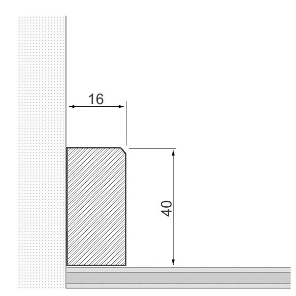Massivholz-Sockelleiste 40x16mm gefast - Eiche lackiert