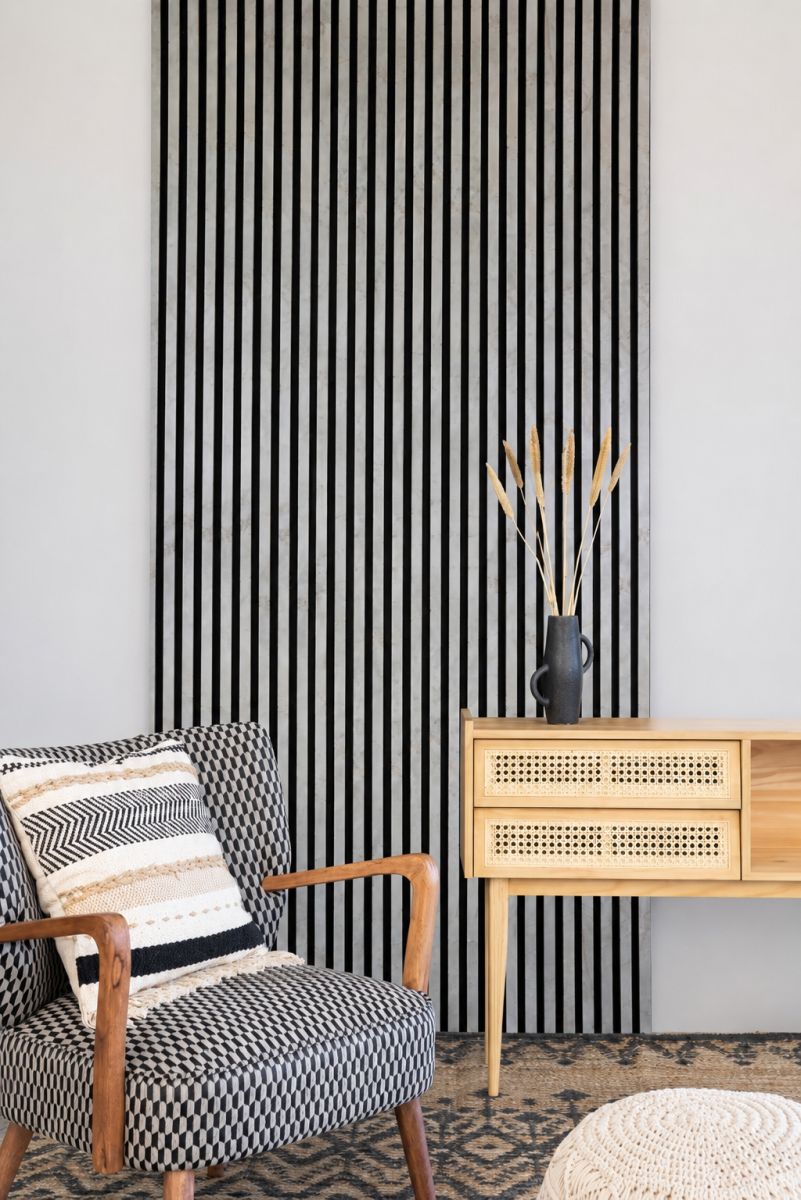 Acoustic+ Akustikpaneel Golden Stone 2600 x 400 mm - Akustikfilz Schwarz
