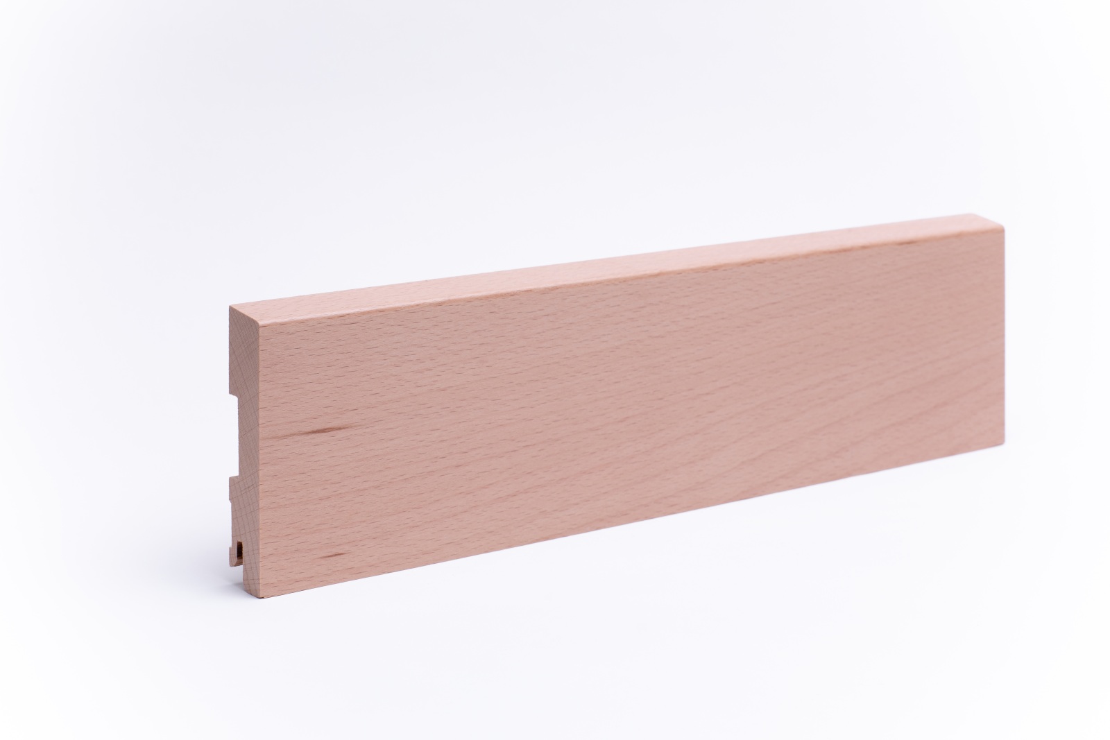 Massivholz Sockelleiste abgeschrägt 100mm - Buche gelackt