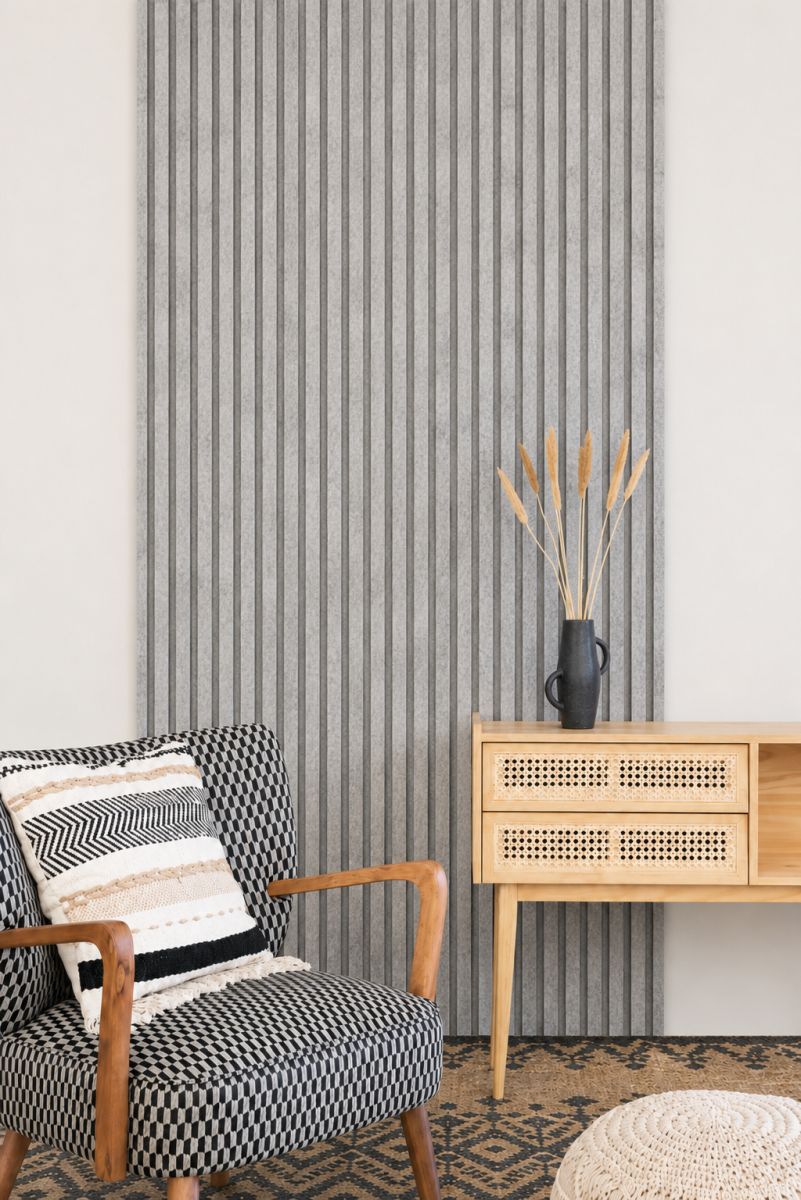 Acoustic+ Akustikpaneel Beton 2400 x 600 mm - Akustikfilz Grau