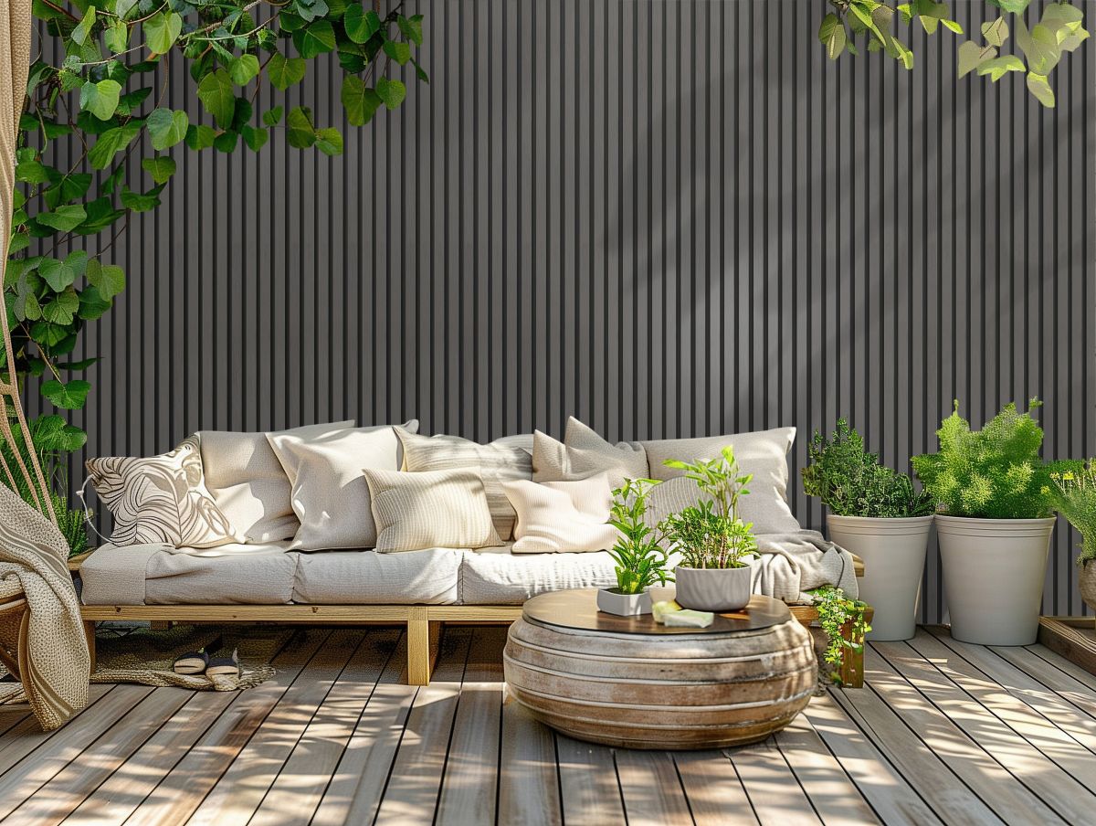 Outdoor WPC Wandpaneel Grau – 2350 x 219 x 26 mm | Wetterfest & UV-beständig